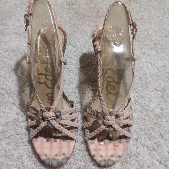 SAM EDELMAN 'Pankin' Seashell Pink Braided Strappy Slingback Heeled Sandals - Picture 8 of 12